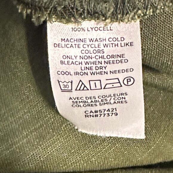 Ann Taylor Button Front Tie Waist Shirt Size M Drop Cuff Short Sleeve Lyocell - Picture 7 of 9